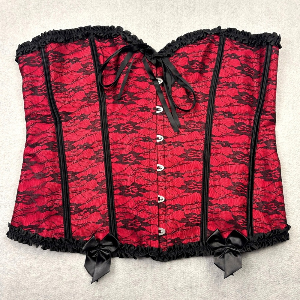 Gothic Red Black Lace Corset Womens Plus Size 5XL Steampunk Burlesque Victorian